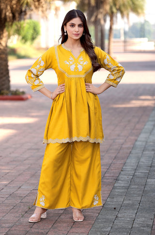 Embroidered Tunic With Trouser Co-Ords-HELISHA