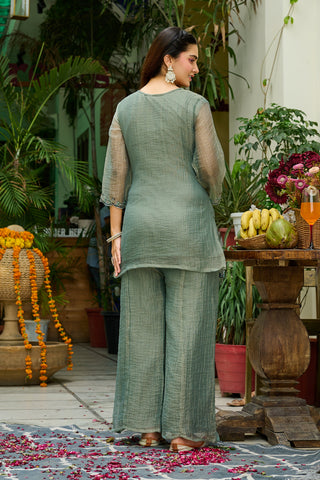 Women Salsa Crush Kurta Palazzo Set with Dupatta-IV-1123