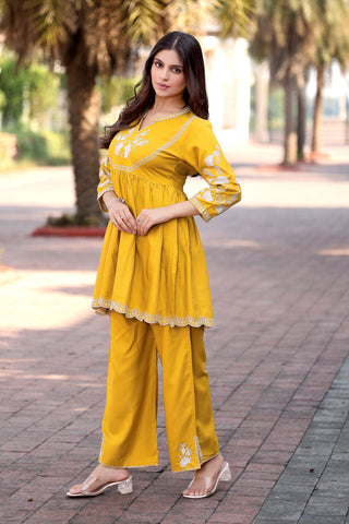 Embroidered Tunic With Trouser Co-Ords-HELISHA