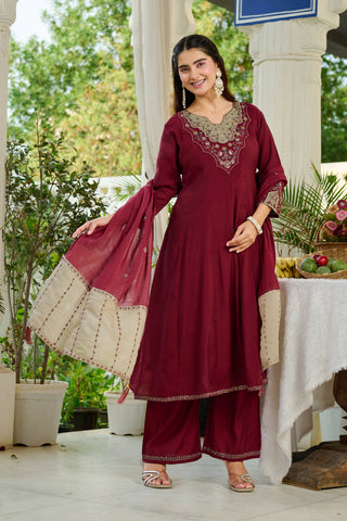 Elegant Mul Chanderi Kurta with intricate embroidery and Khatili work-KS-372