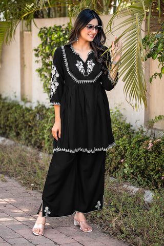 Embroidered Tunic With Trouser Co-Ords-HELISHA