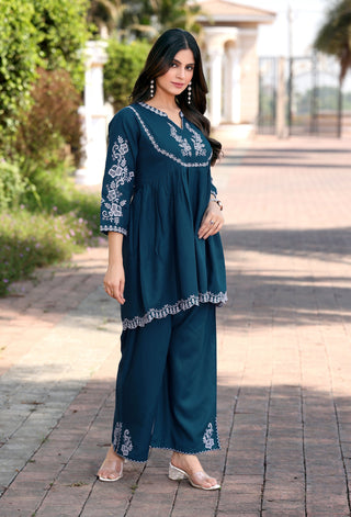 Embroidered Tunic With Trouser Co-Ords-HELISHA