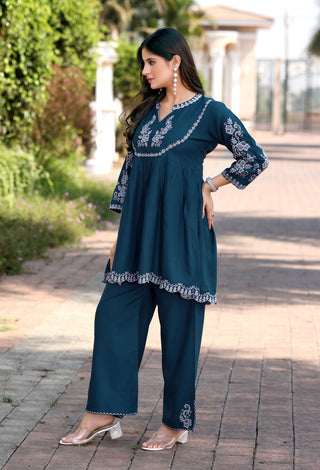Embroidered Tunic With Trouser Co-Ords-HELISHA