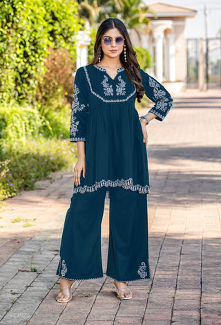 Embroidered Tunic With Trouser Co-Ords-HELISHA