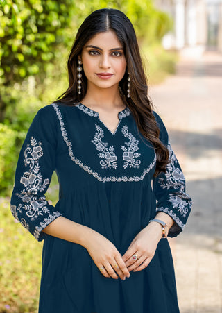 Embroidered Tunic With Trouser Co-Ords-HELISHA