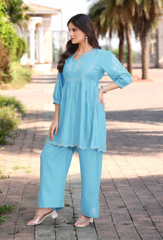 Embroidered Tunic With Trouser Co-Ords-HELISHA