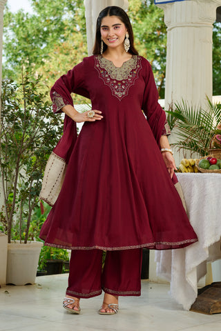 Elegant Mul Chanderi Kurta with intricate embroidery and Khatili work-KS-372