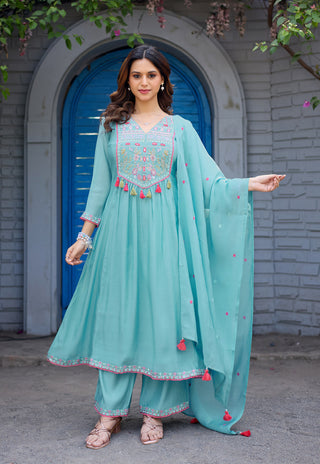 Chanderi Kurta Set with Dupatta – IV-1036 - product view 1