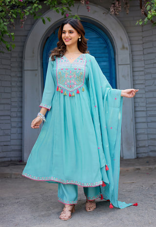 Chanderi Kurta Set with Dupatta – IV-1036 - product view 2