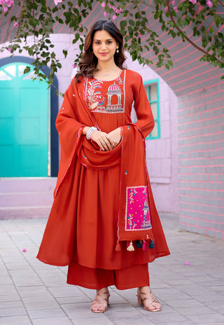 Chanderi Kurta Set with Dupatta – IV-1040 - product view 2