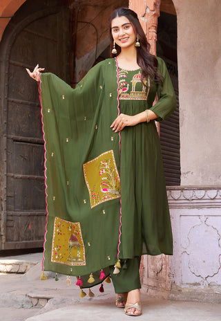 Thread-Work Kurta Set with Dupatta – IV-1075 - product view 1