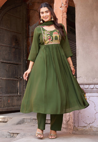 Thread-Work Kurta Set with Dupatta – IV-1075 - product view 2