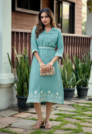 Seafoam Charm Embroidered Co-ord Set - front view