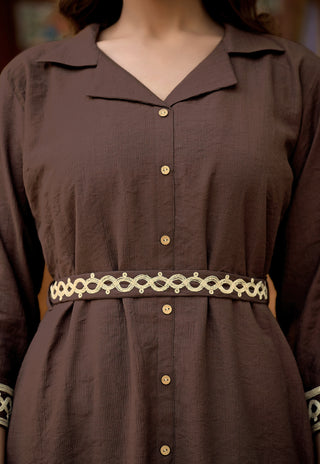 Mocha Muse Embroidered Co-ord Set - product detail view