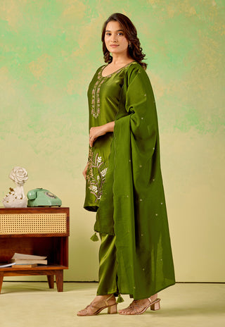 Olive Muse Embroidered Kurta Set - product detail view