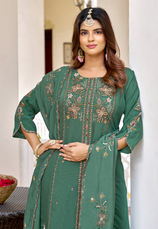 Emerald Charm Chanderi Kurta Set - product detail view