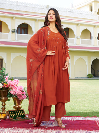 Rustic Charm Embroidered Kurta Set - front view